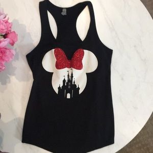 Small Minnie Racerback tank in black